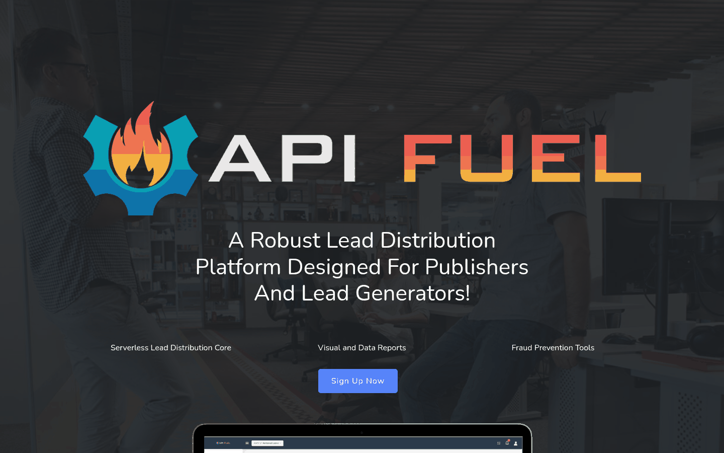 APIFuel website — serverless lead distribution platform